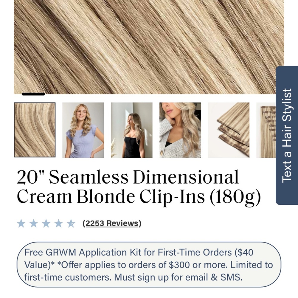 Luxy Hair 20" Seamless Dimensional Cream Blonde Clip-In Hair Extensions